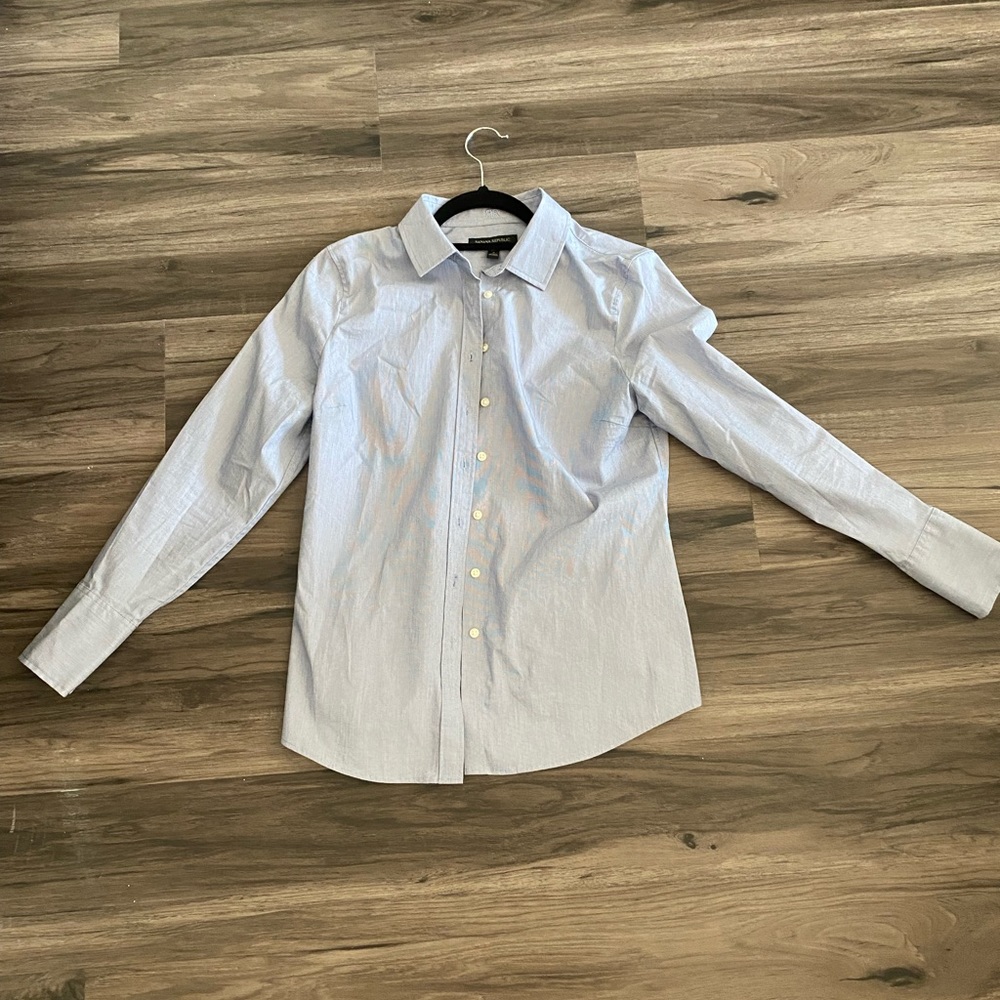 Blue and White Banana Republic Button Down
